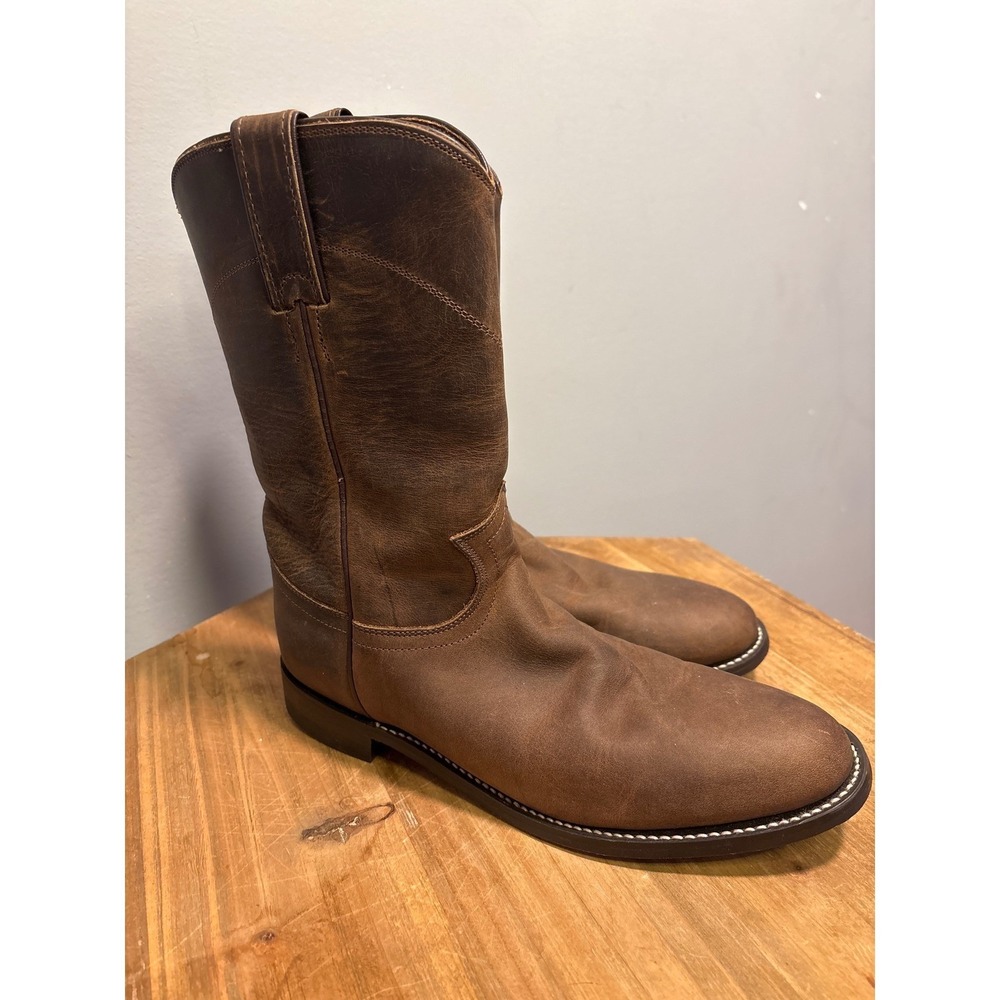 Vintage Justin Boots Womens Brown Leather Western Roper Boots 7.5 B L3408 - Picture 3 of 6